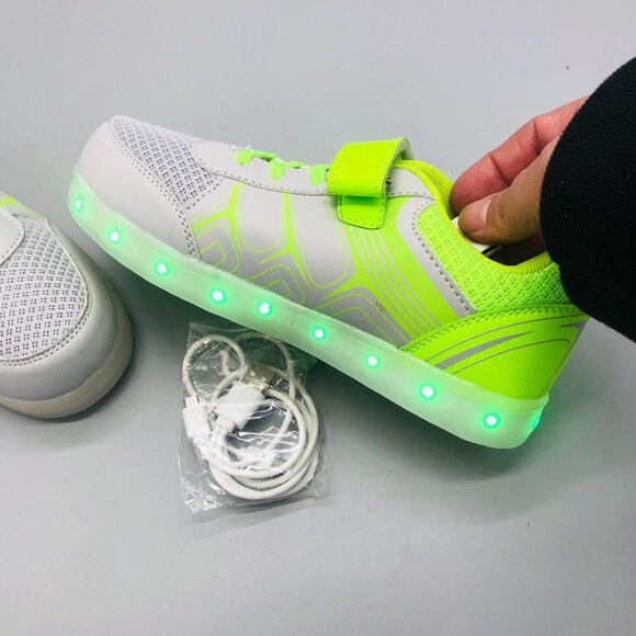 Gleam Kicks high top G65GG shoes LED light glow grey green lace kids 2.5 READ - Picture 7 of 13